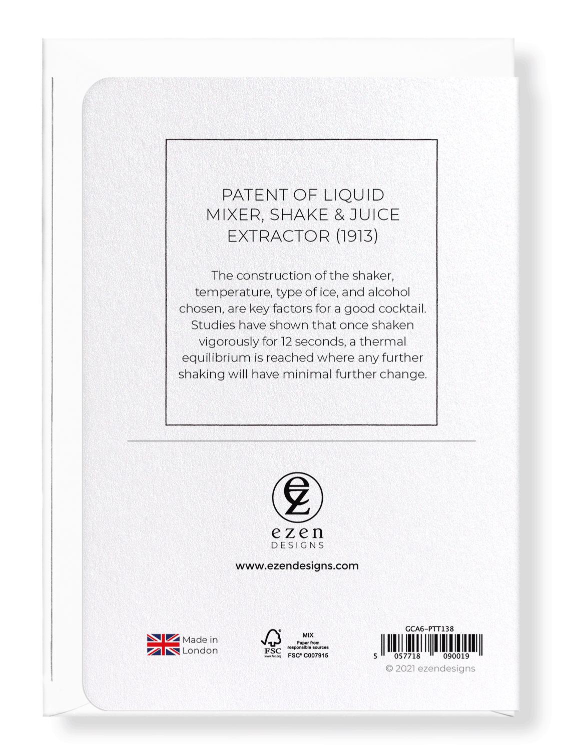 Ezen Designs - Patent of liquid mixer, shake & juice extractor (1913) - Greeting Card - Back