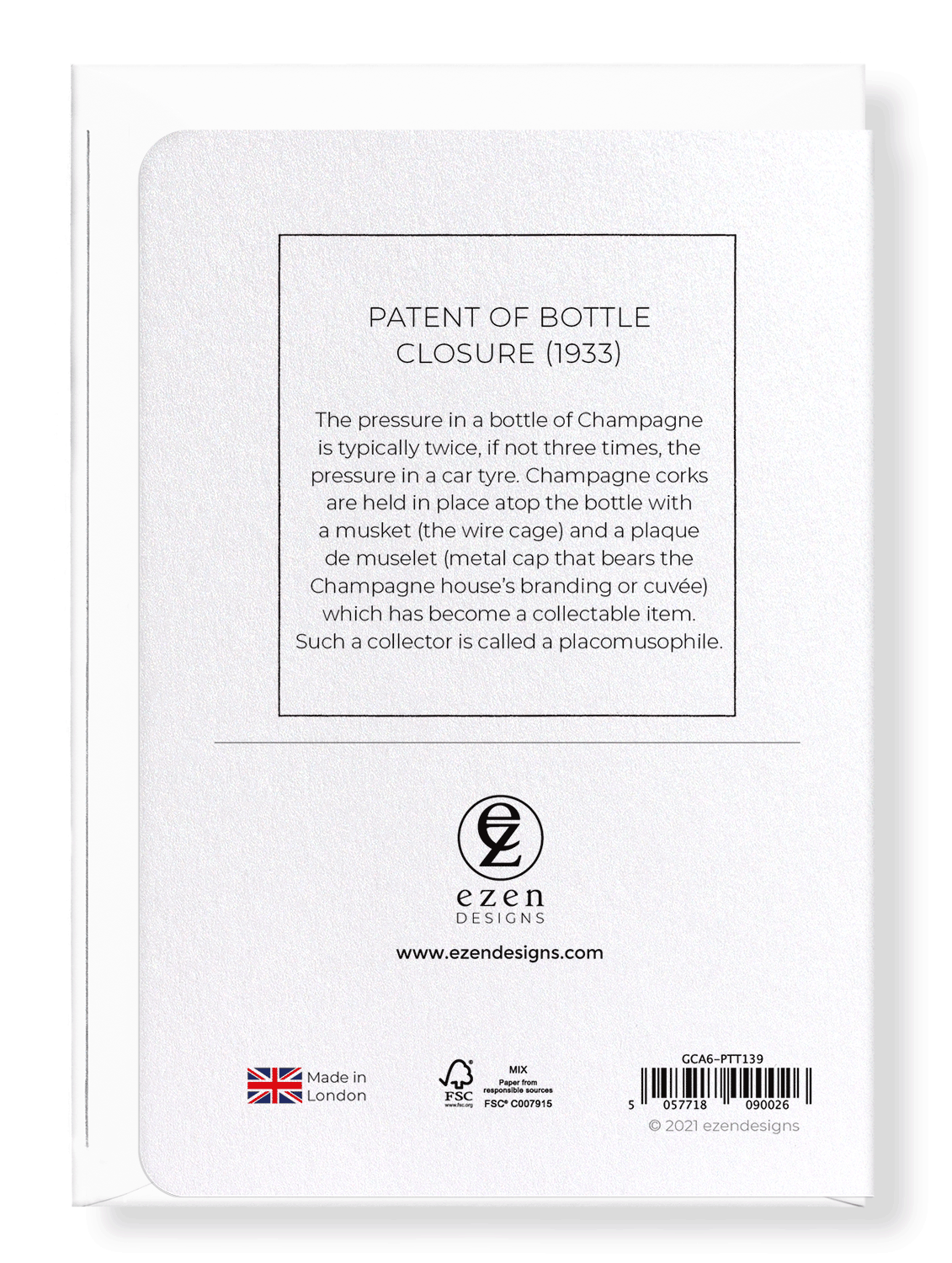 Ezen Designs - Patent of bottle closure (1933) - Greeting Card - Back