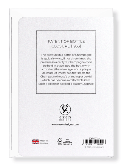 Ezen Designs - Patent of bottle closure (1933) - Greeting Card - Back