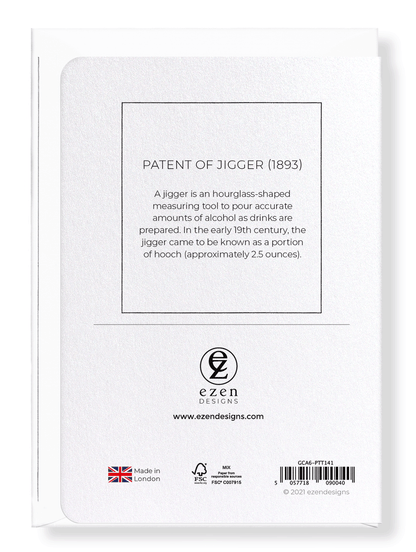 Ezen Designs - Patent of jigger (1893) - Greeting Card - Back