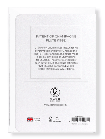 Ezen Designs - Patent of champagne flute (1988) - Greeting Card - Back