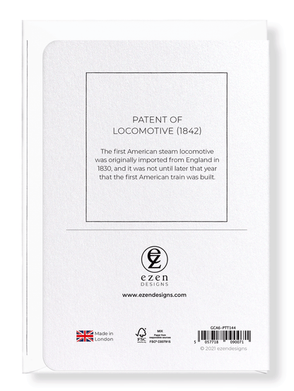 Ezen Designs - Patent of locomotive (1842) - Greeting Card - Back
