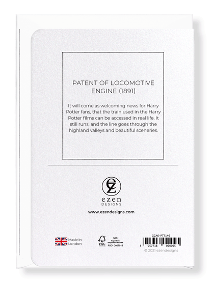 Ezen Designs - Patent of locomotive engine (1891) - Greeting Card - Back