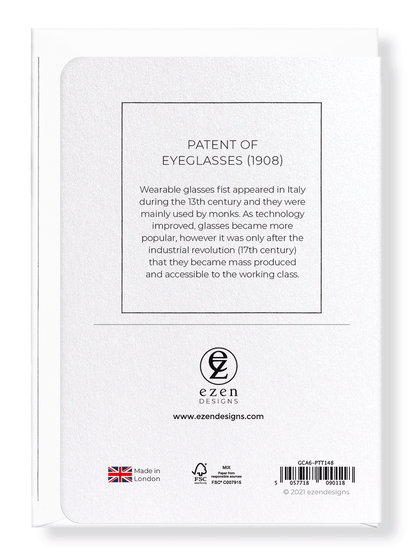 Ezen Designs - Patent of eyeglasses (1908) - Greeting Card - Back
