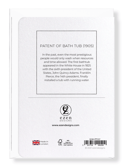 Ezen Designs - Patent of bath tub (1905) - Greeting Card - Back