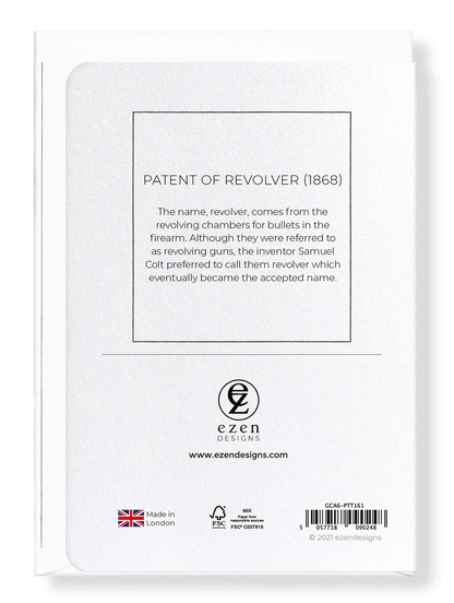 Ezen Designs - Patent of revolving fire-arms (1875) - Greeting Card - Back