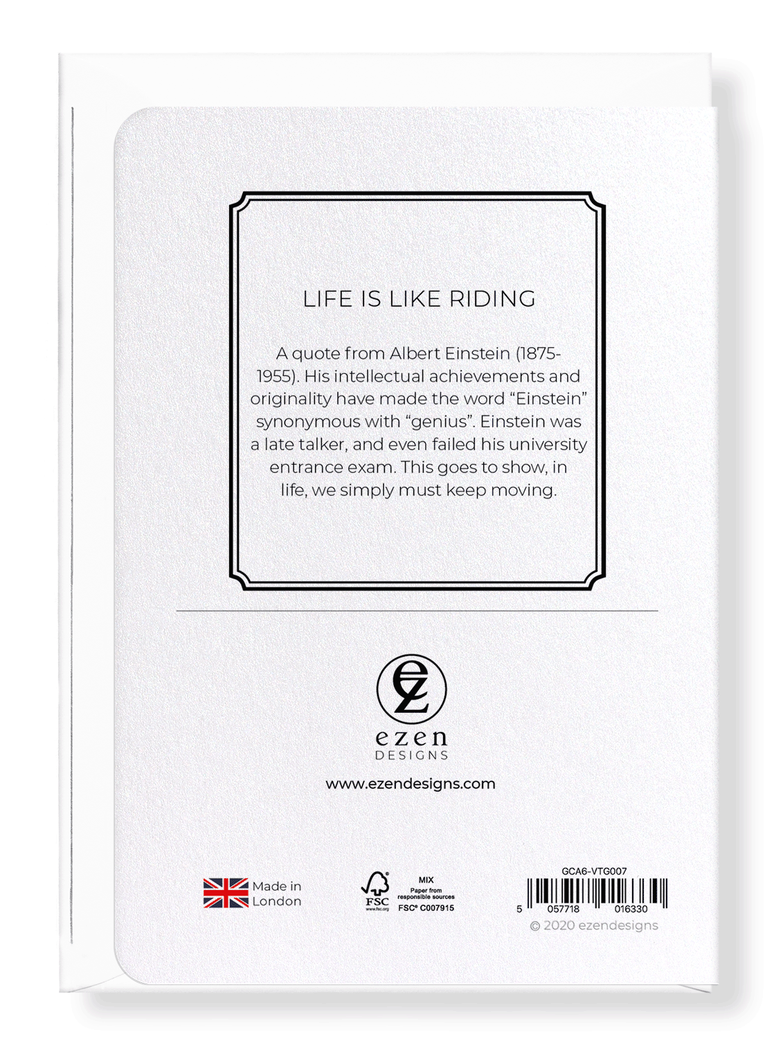 Ezen Designs - Life is like riding - Greeting Card - Back