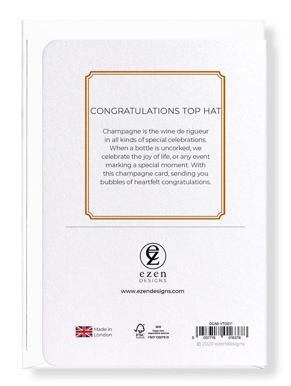 Ezen Designs - Congratulations top hat - Greeting Card - Back