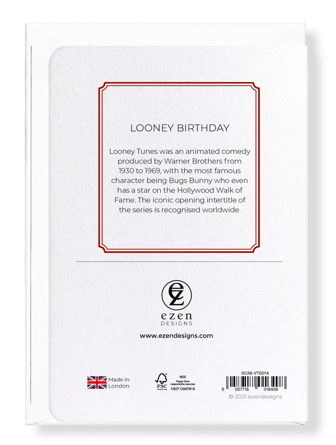 Ezen Designs - Looney birthday - Greeting Card - Back
