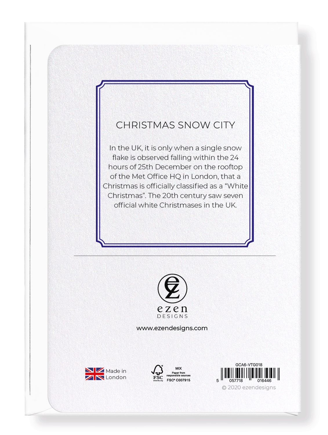 Ezen Designs - Christmas snow city - Greeting Card - Back