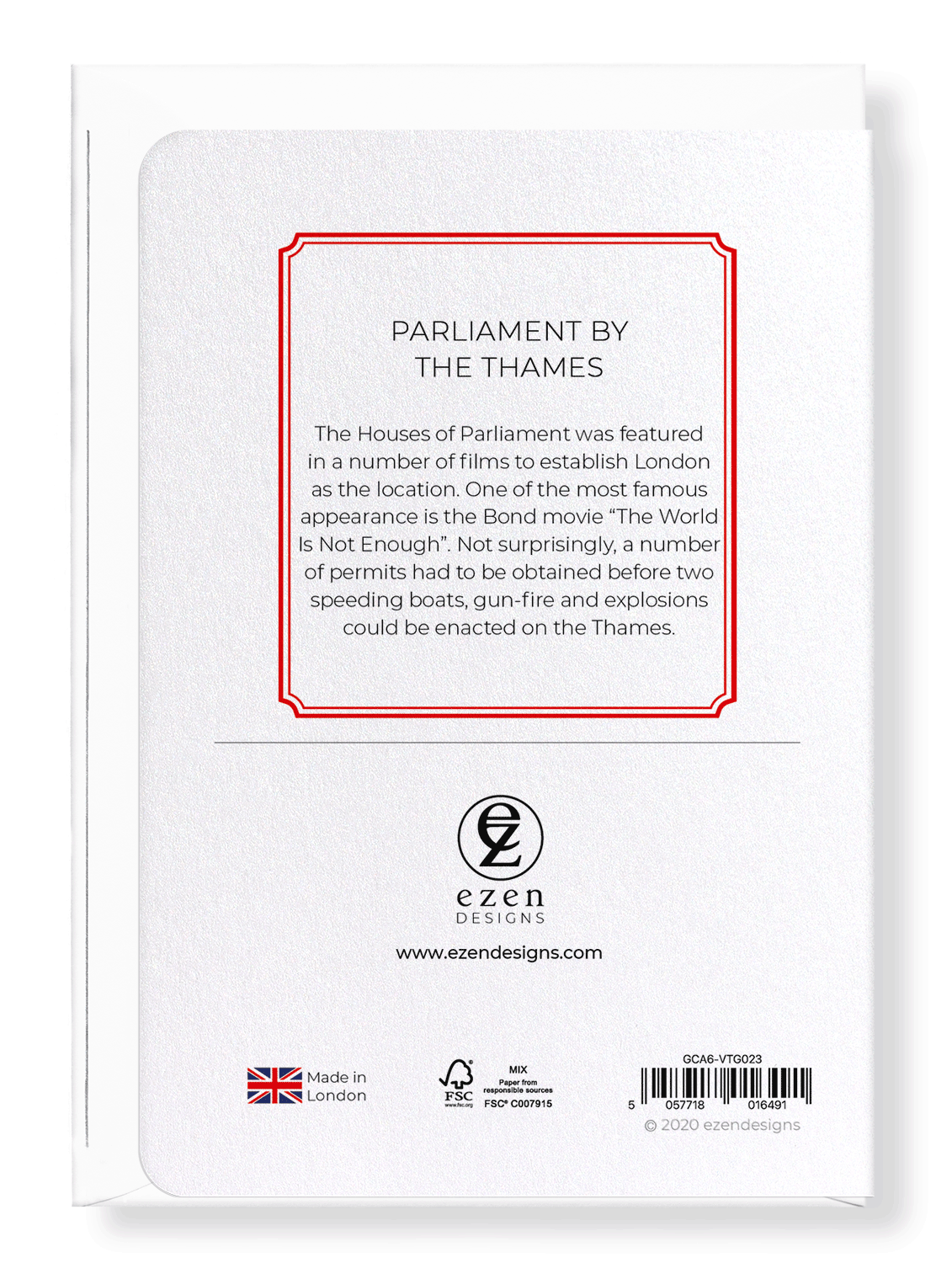 Ezen Designs - Parliament by the thames - Greeting Card - Back