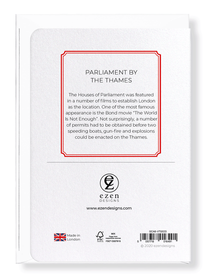 Ezen Designs - Parliament by the thames - Greeting Card - Back