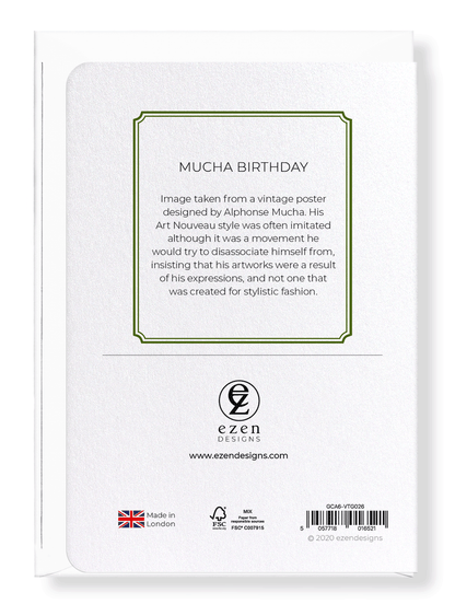 Ezen Designs - Mucha birthday - Greeting Card - Back