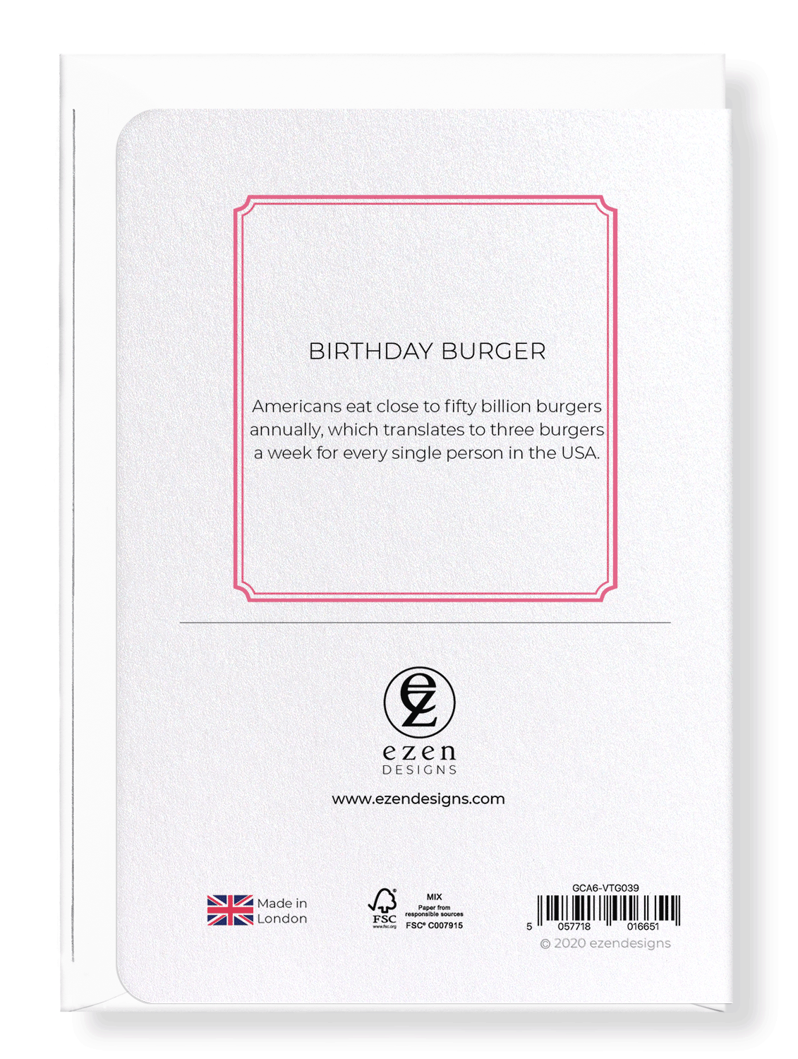 Ezen Designs - Birthday burger - Greeting Card - Back