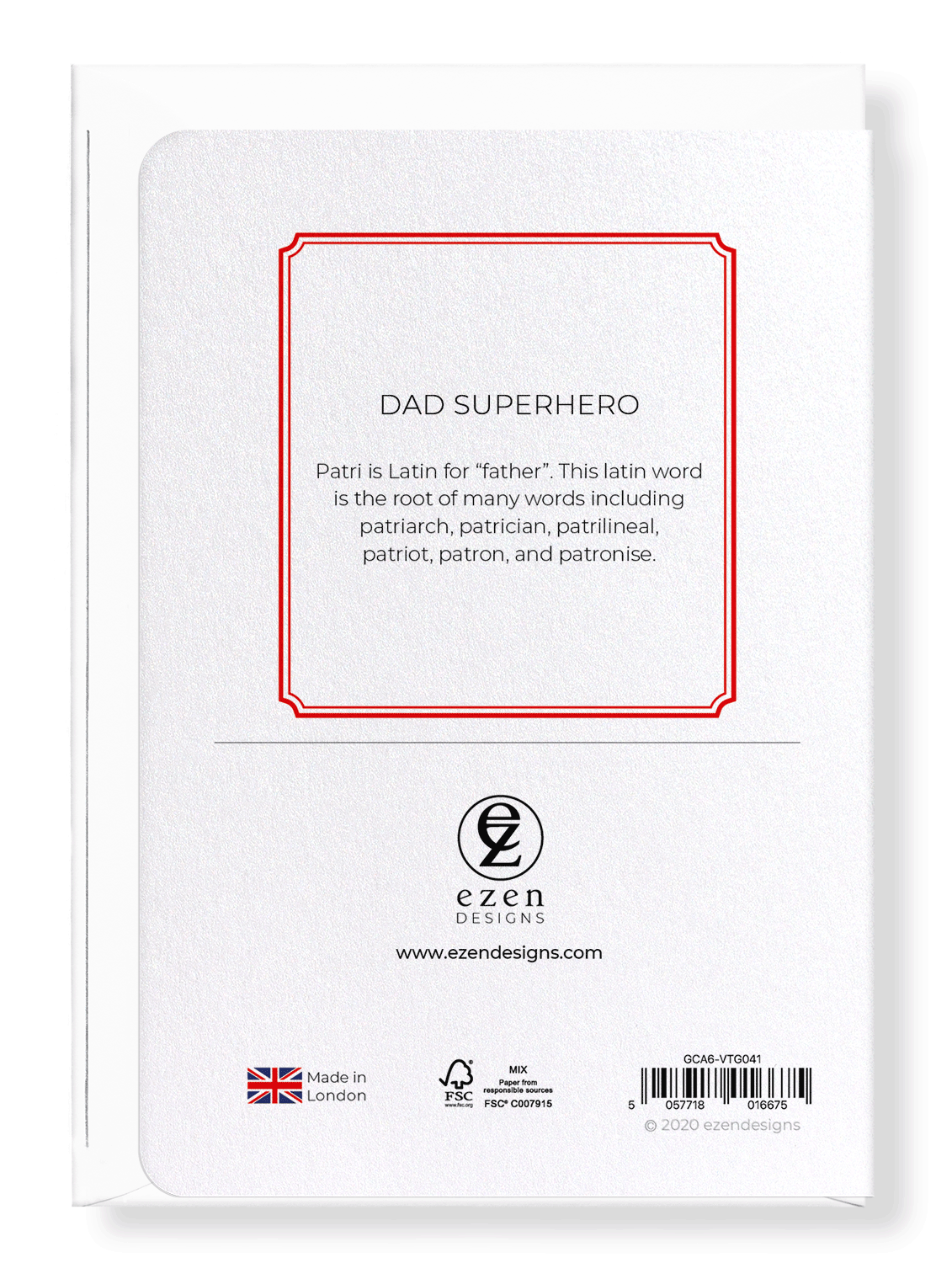 Ezen Designs - Dad Superhero - Greeting Card - Back