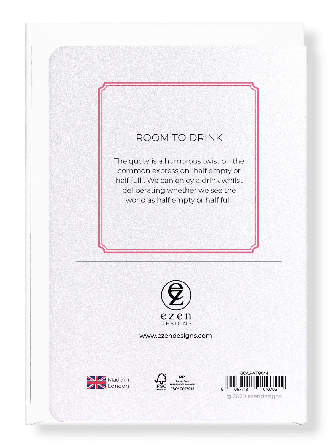 Ezen Designs - Room to drink - Greeting Card - Back