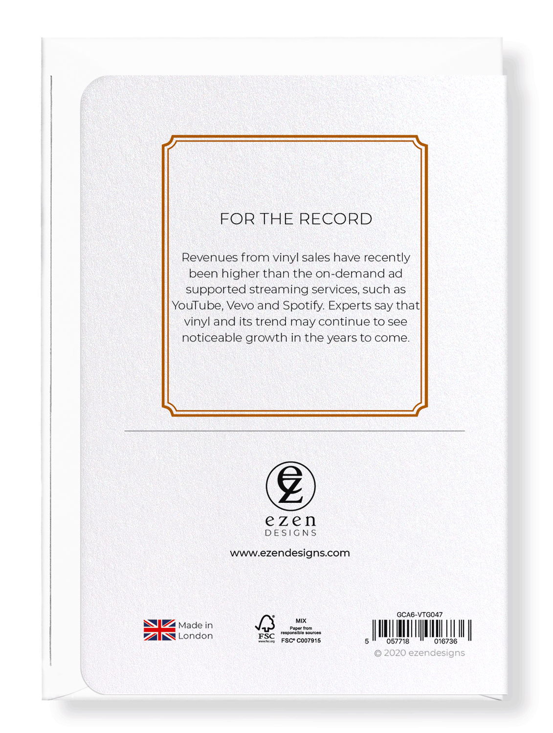 Ezen Designs - For the record - Greeting Card - Back