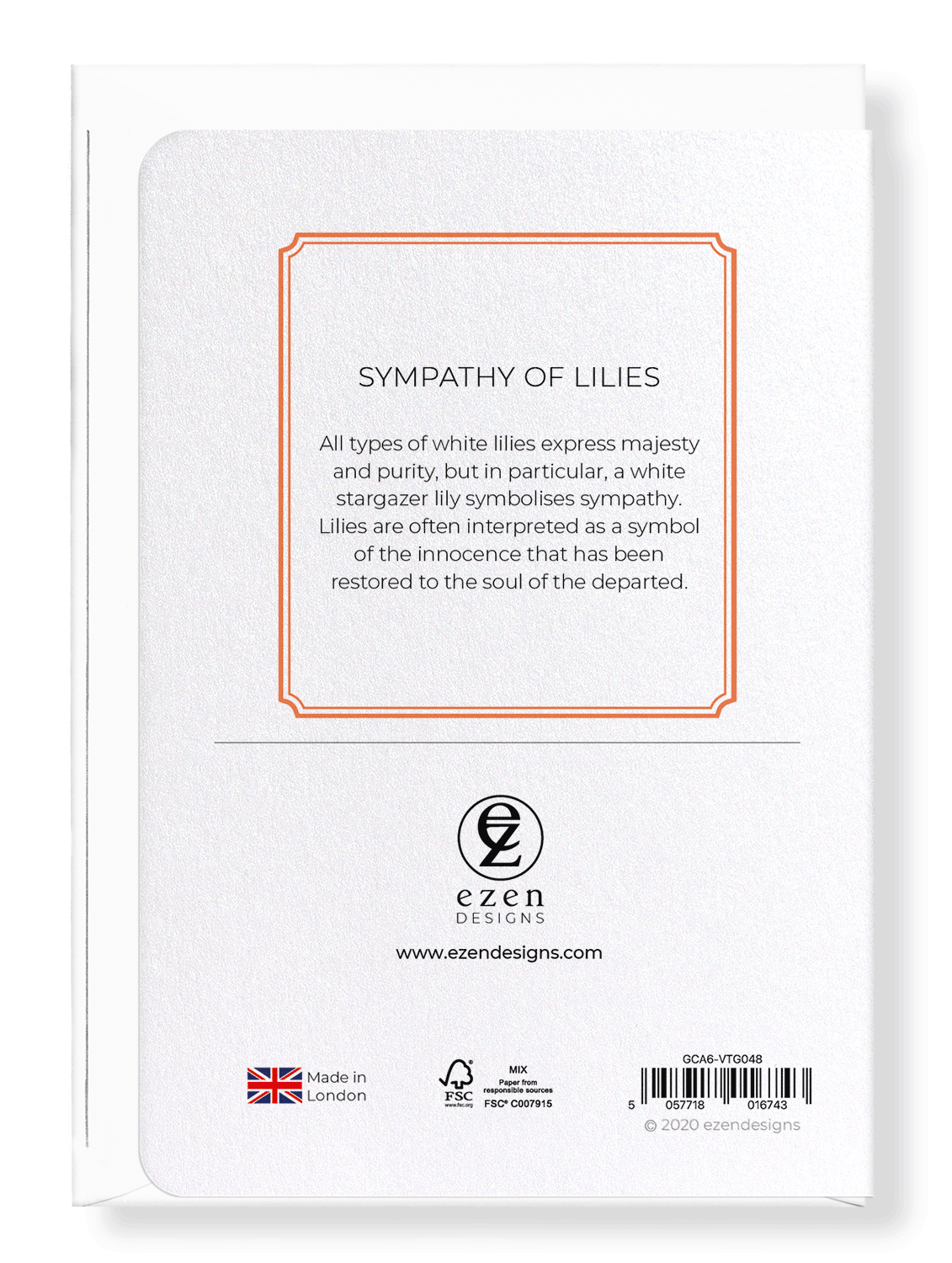 Ezen Designs - Sympathy of lilies - Greeting Card - Back
