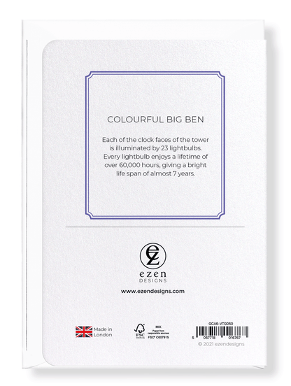 Ezen Designs - Colourful big ben - Greeting Card - Back