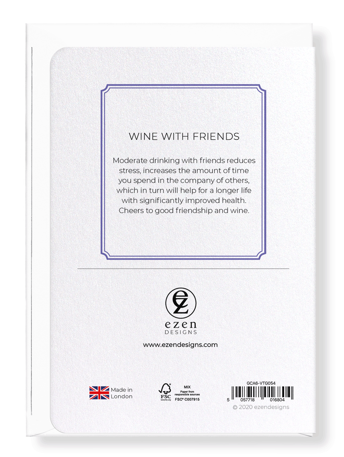 Ezen Designs - Wine with friends - Greeting Card - Back