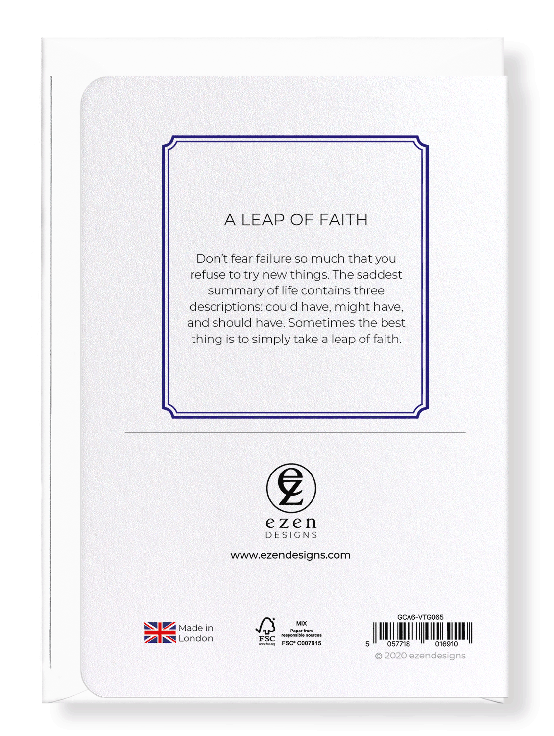 Ezen Designs - A leap of faith - Greeting Card - Back