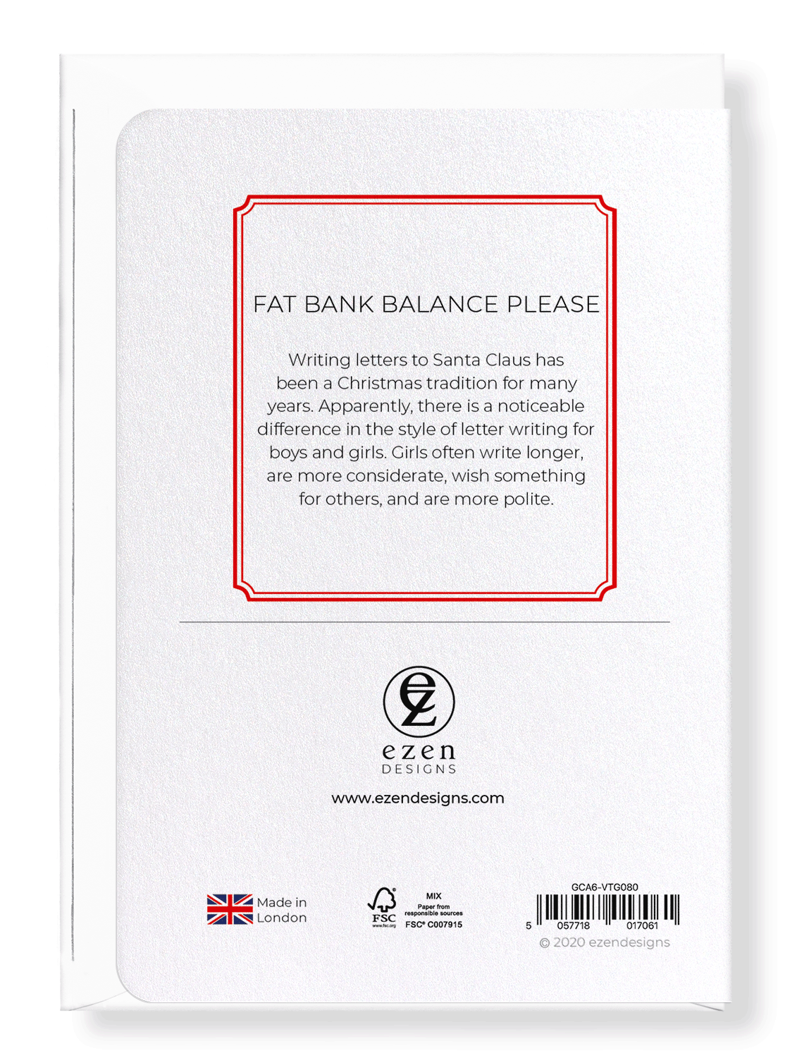 Ezen Designs - Fat bank balance please - Greeting Card - Back