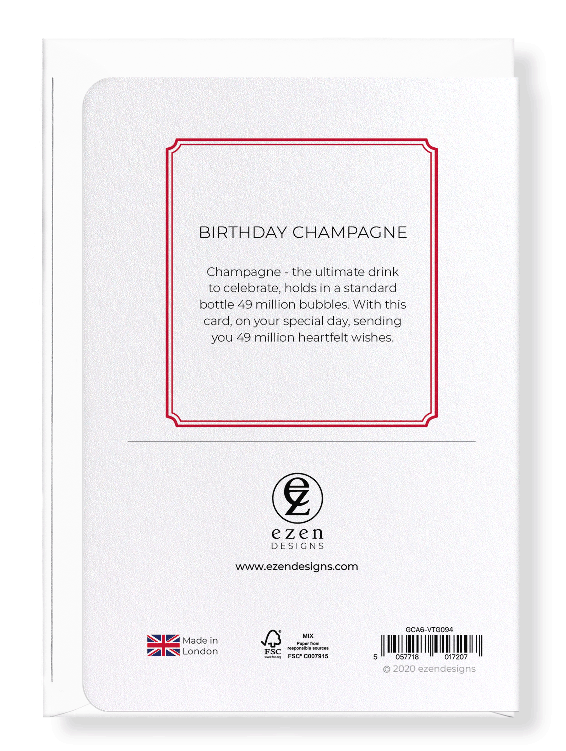 Ezen Designs - Birthday champagne - Greeting Card - Back