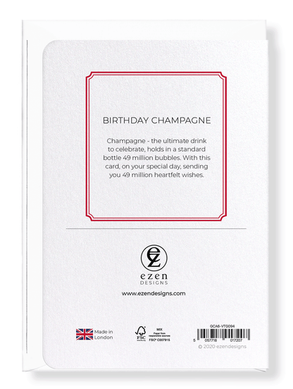 Ezen Designs - Birthday champagne - Greeting Card - Back