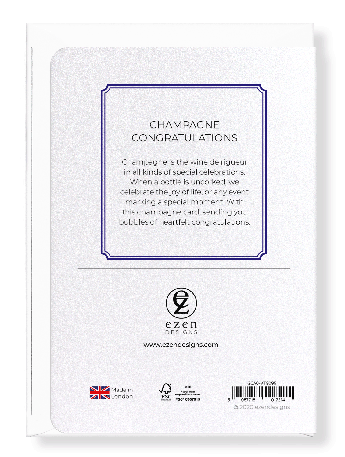 Ezen Designs - Champagne congratulations - Greeting Card - Back