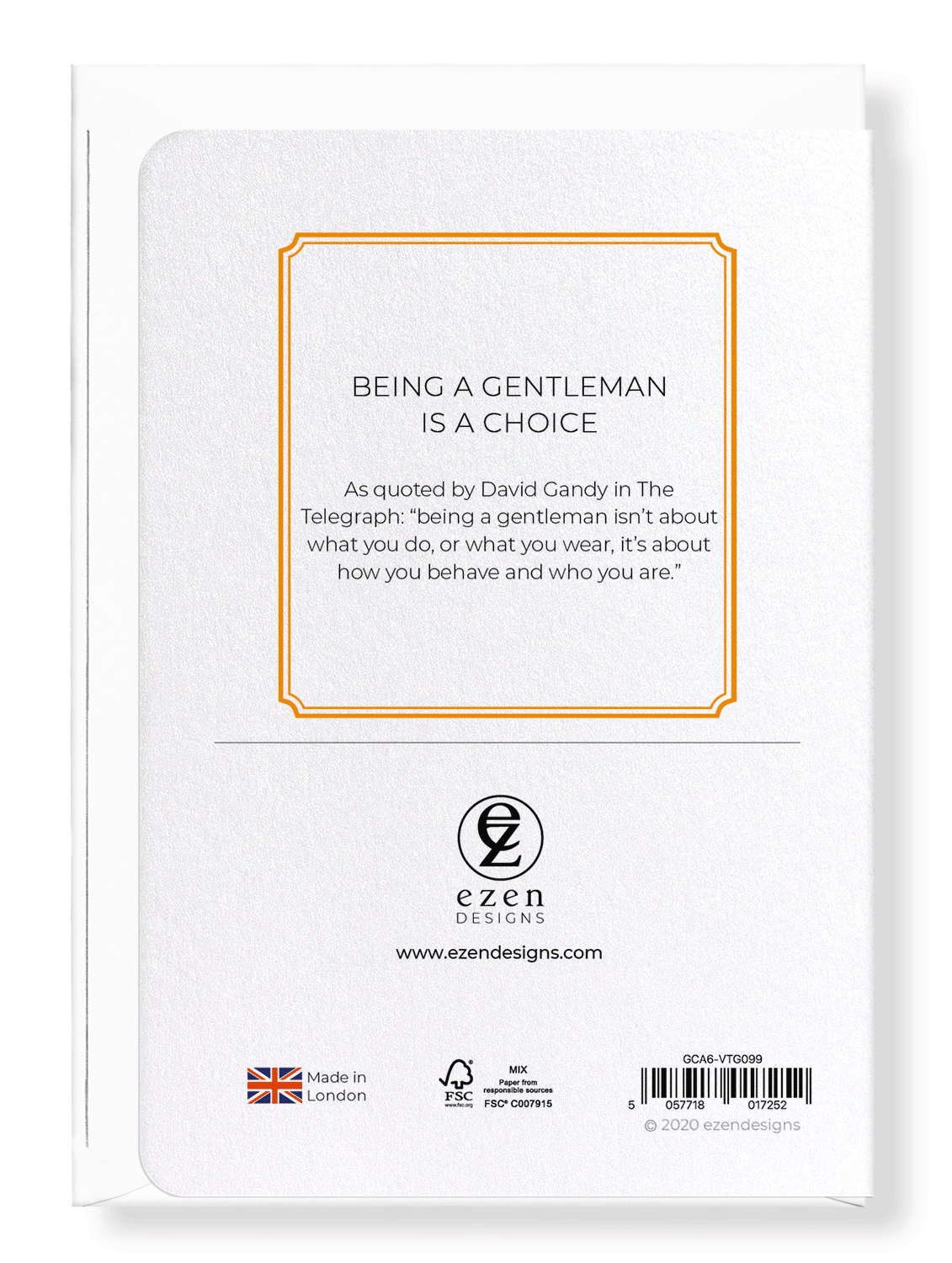 Ezen Designs - Being a gentleman is a choice - Greeting Card - Back