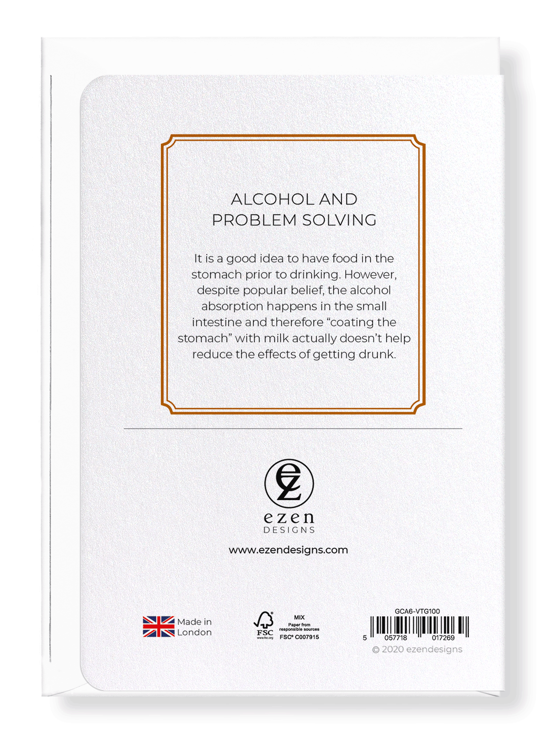 Ezen Designs - Alcohol and problem solving - Greeting Card - Back