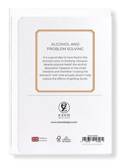 Ezen Designs - Alcohol and problem solving - Greeting Card - Back