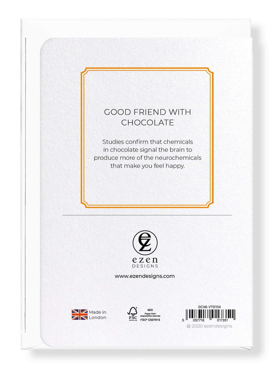 Ezen Designs - Good friend with chocolate - Greeting Card - Back