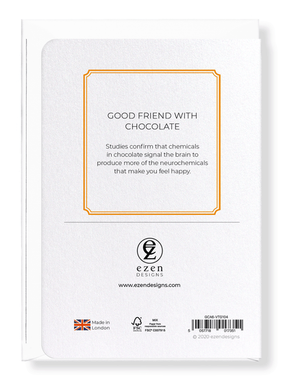Ezen Designs - Good friend with chocolate - Greeting Card - Back