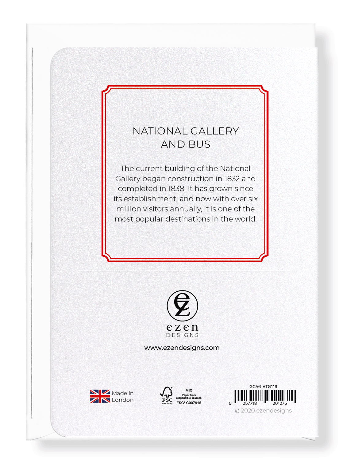 Ezen Designs - National gallery and bus - Greeting Card - Back