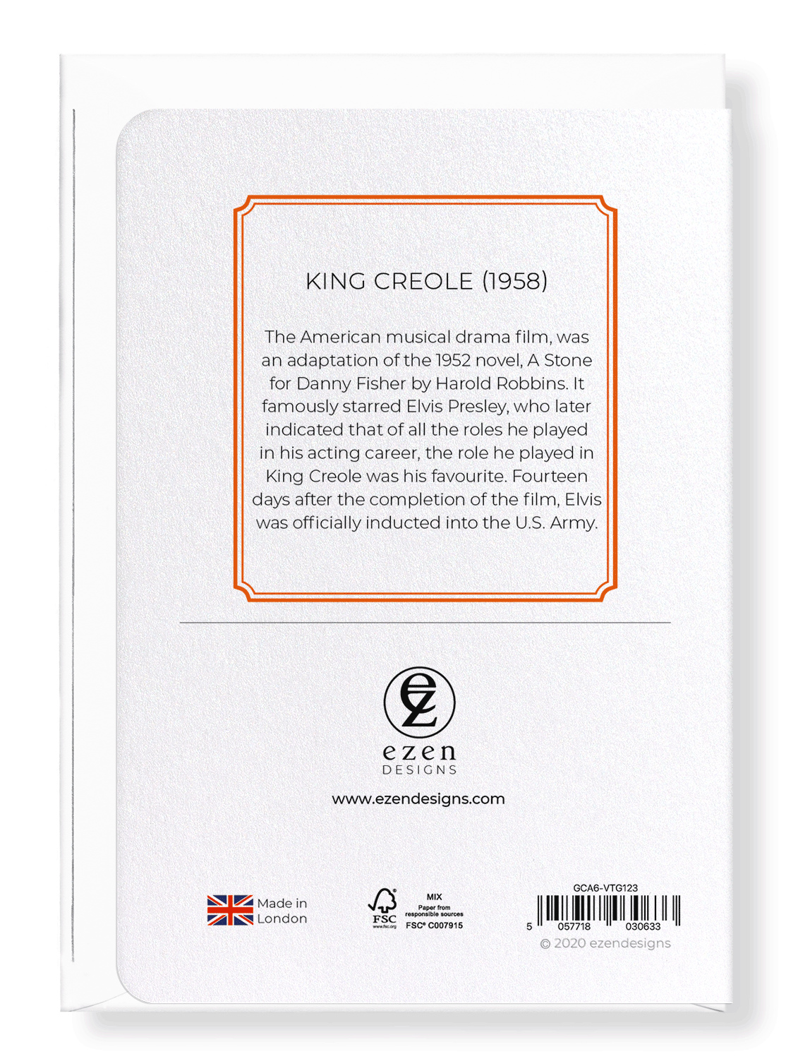 Ezen Designs - King creole (1958) - Greeting Card - Back