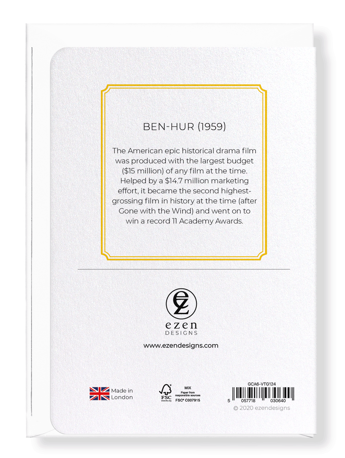 Ezen Designs - Ben-hur (1959) - Greeting Card - Back