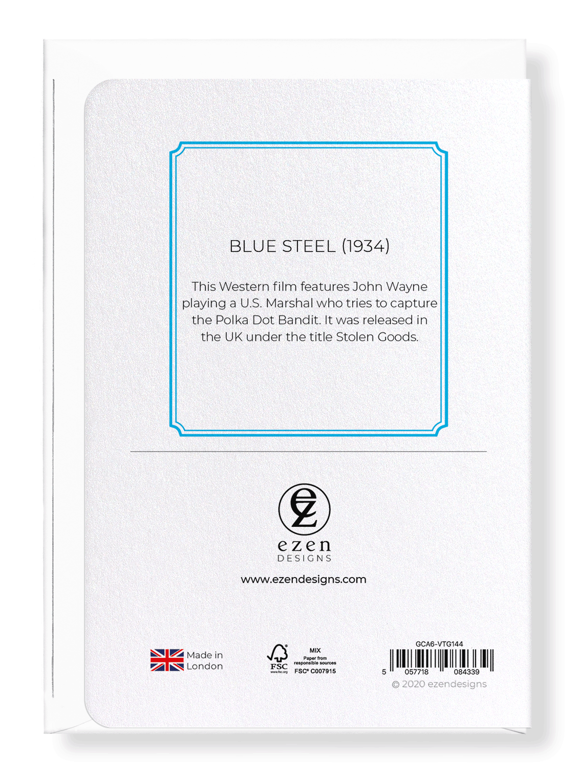 Ezen Designs - Blue steel (1934) - Greeting Card - Back