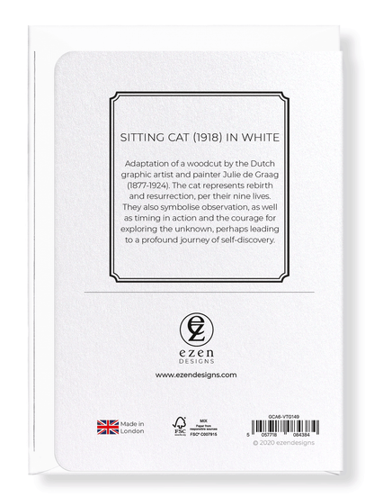Ezen Designs - Sitting cat (1918) in white - Greeting Card - Back