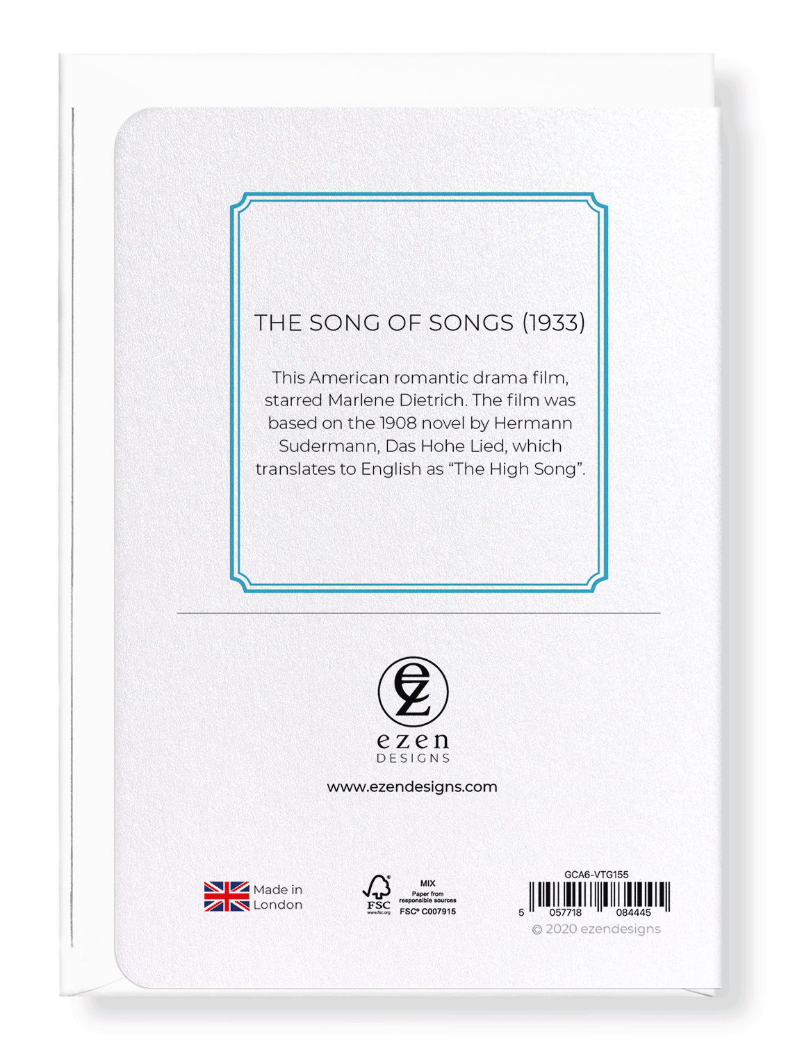 Ezen Designs - The song of songs (1933) - Greeting Card - Back