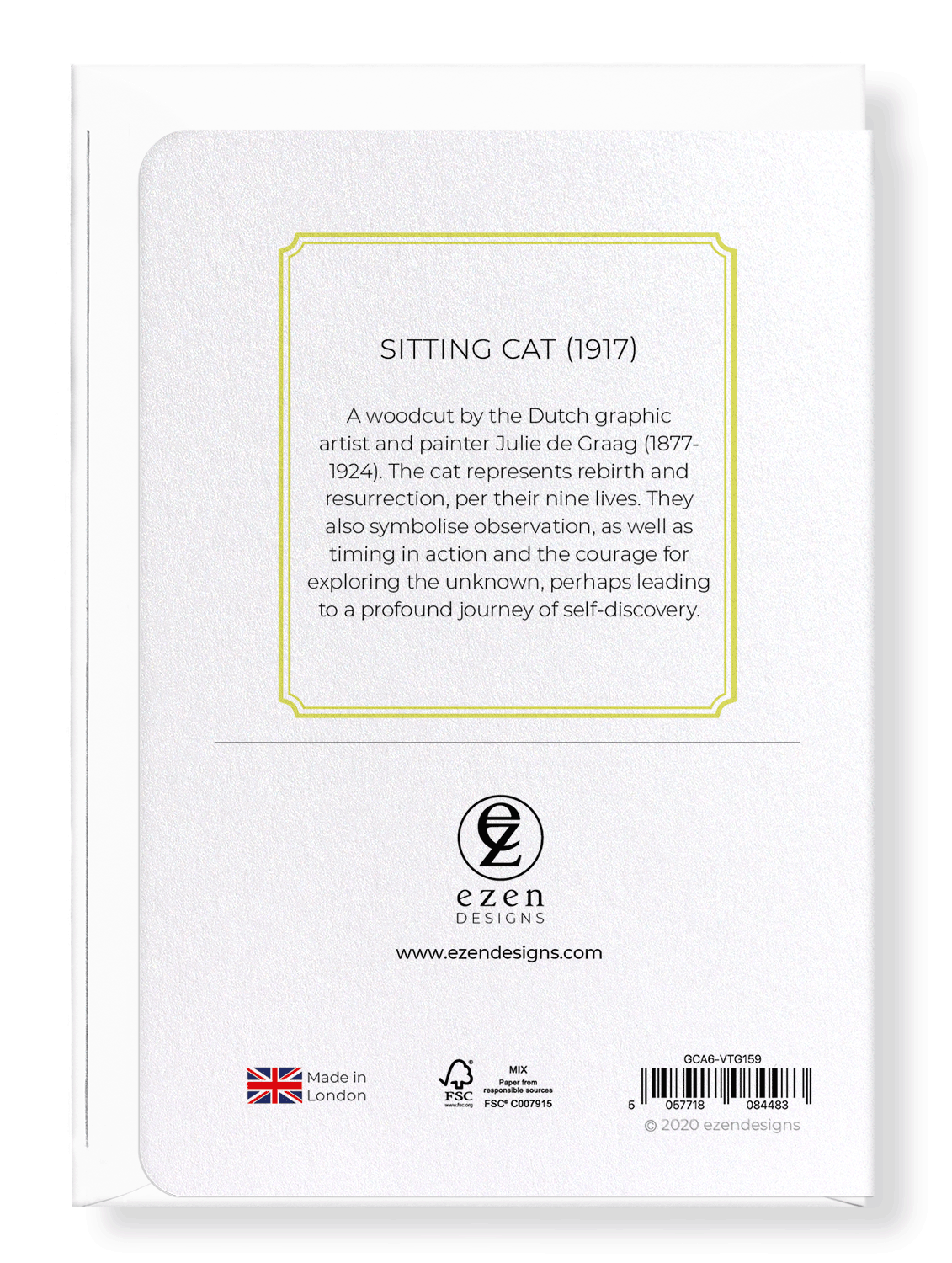 Ezen Designs - Sitting cat (1917) - Greeting Card - Back