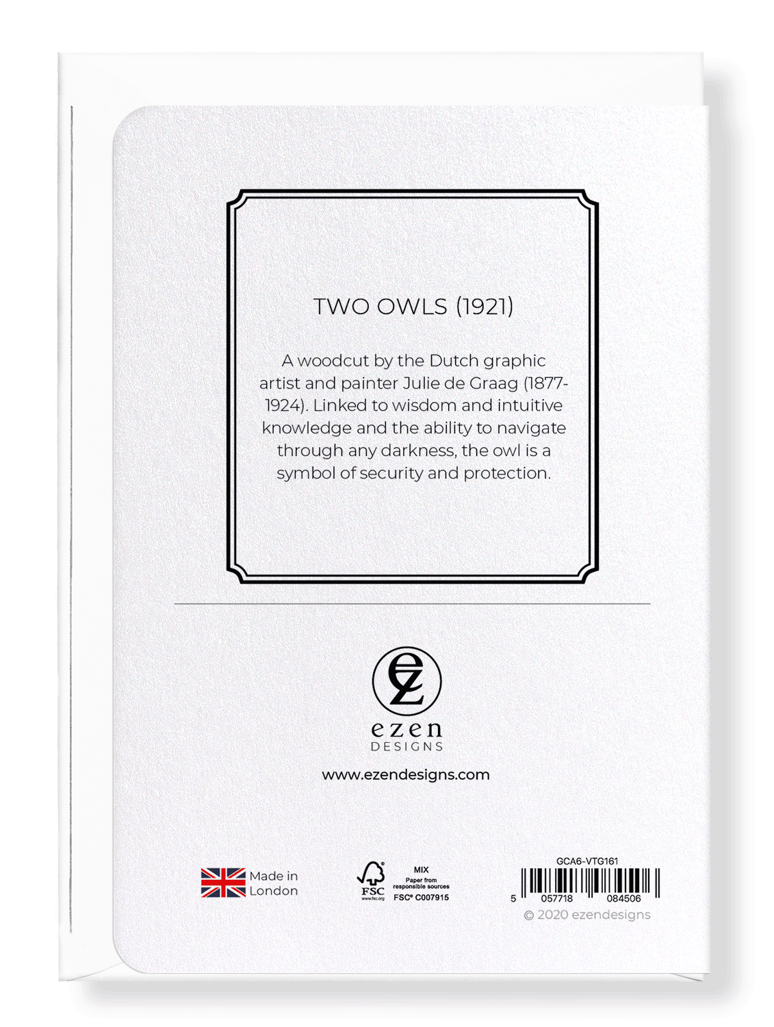 Ezen Designs - Two owls (1921) - Greeting Card - Back