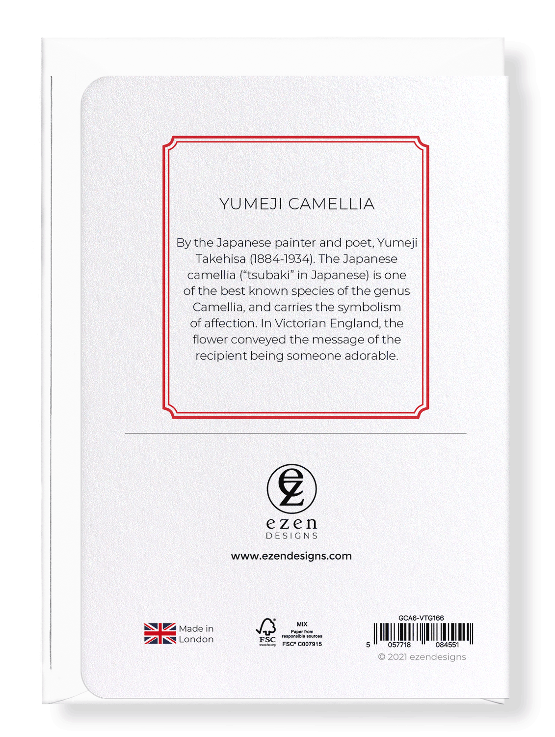 Ezen Designs - Yumeji camellia - Greeting Card - Back