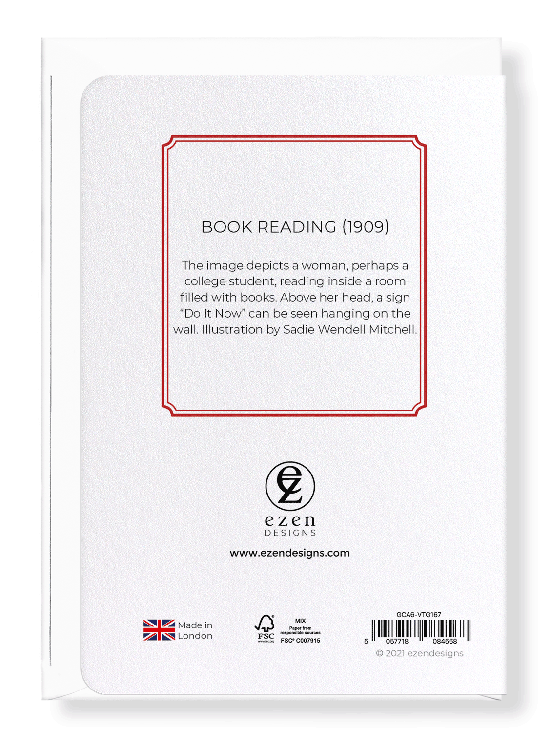 Ezen Designs - Book reading (1909) - Greeting Card - Back