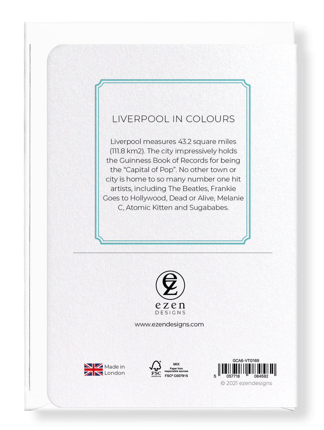 Ezen Designs - Liverpool in Colours - Greeting Card - Back