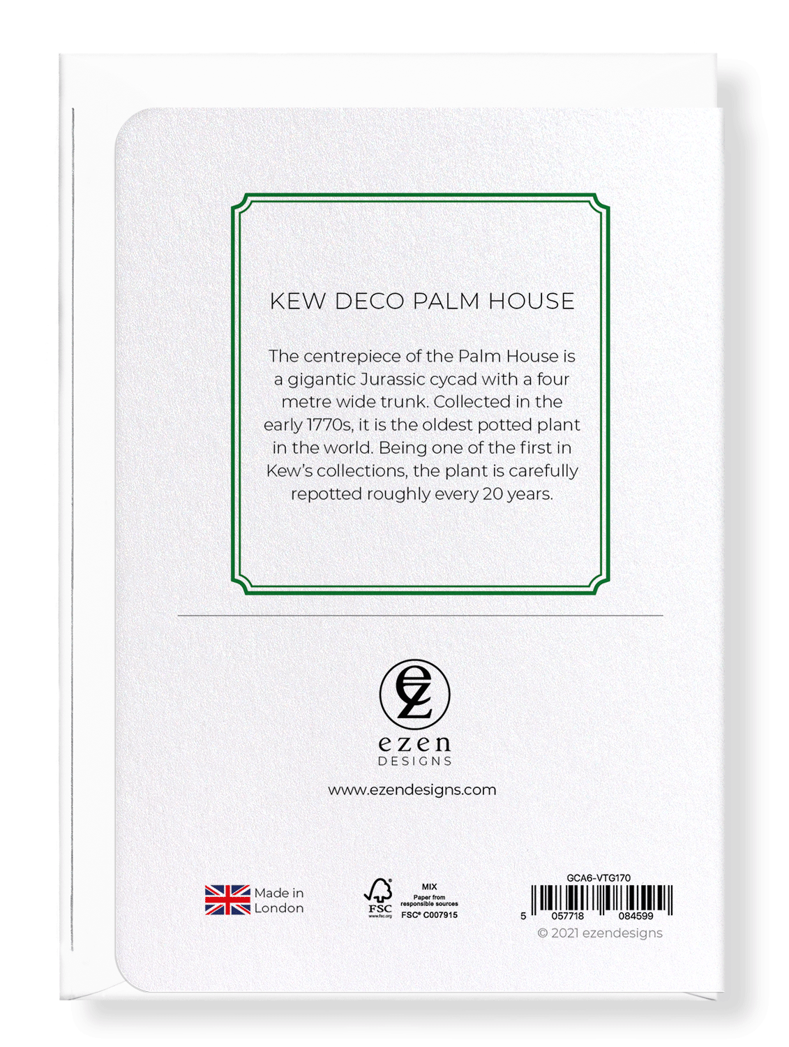 Ezen Designs - Kew Deco Palm House - Greeting Card - Back