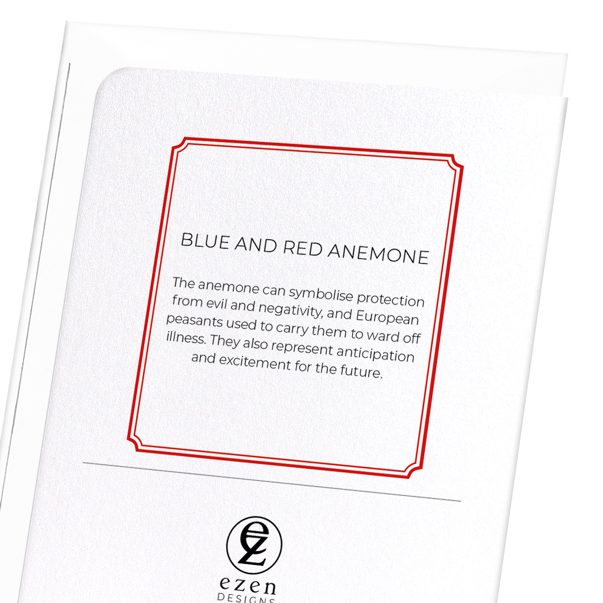 BLUE AND RED ANEMONE: Botanical Greeting Card