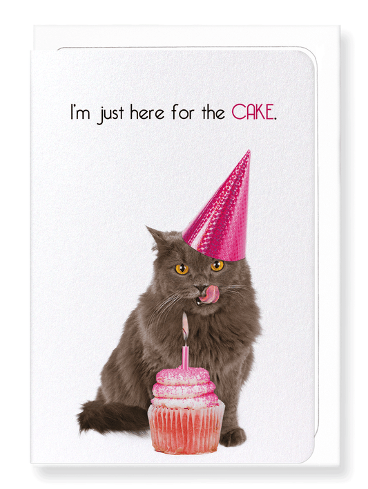 Ezen Designs - Here for the cake - Greeting Card - Front