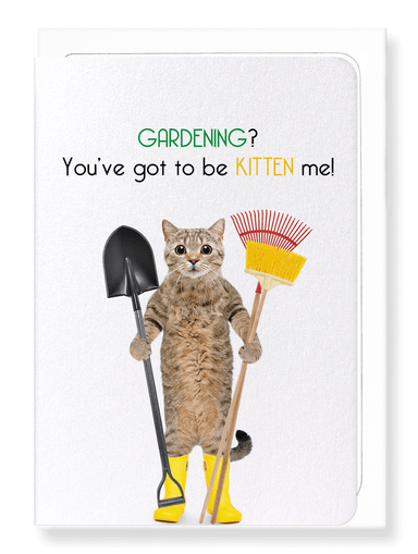 Ezen Designs - Gardening kitten - Greeting Card - Front