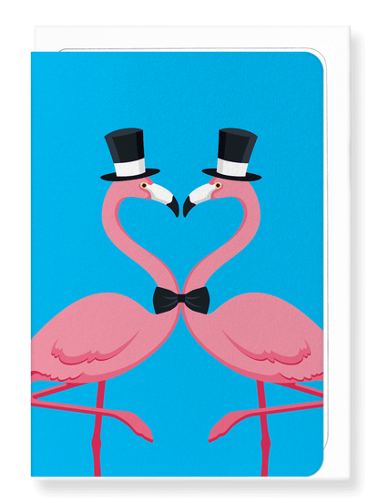 Ezen Designs - Flamingos grooms - Greeting Card - Front